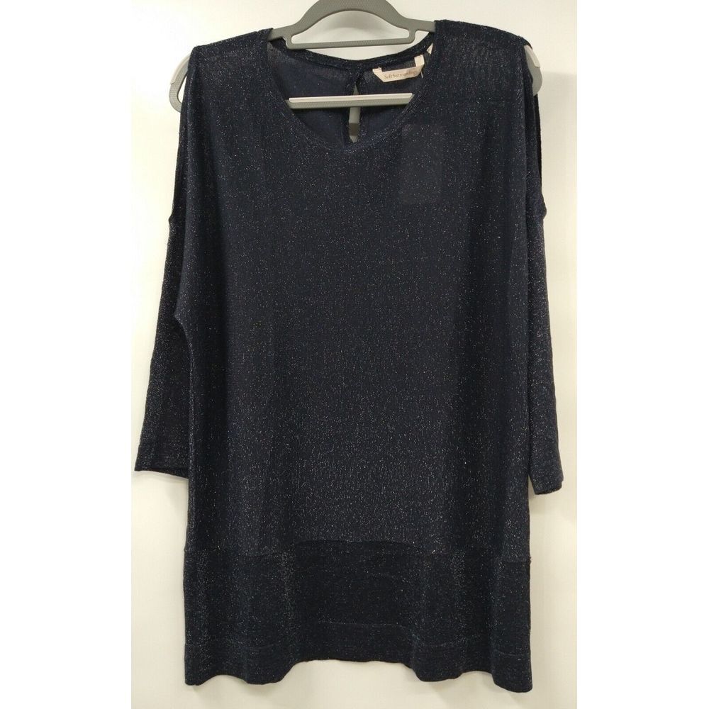 Soft Surroundings size M Eudora Twinkle Sweater Cold Shoulder Black‎ Tunic NWT